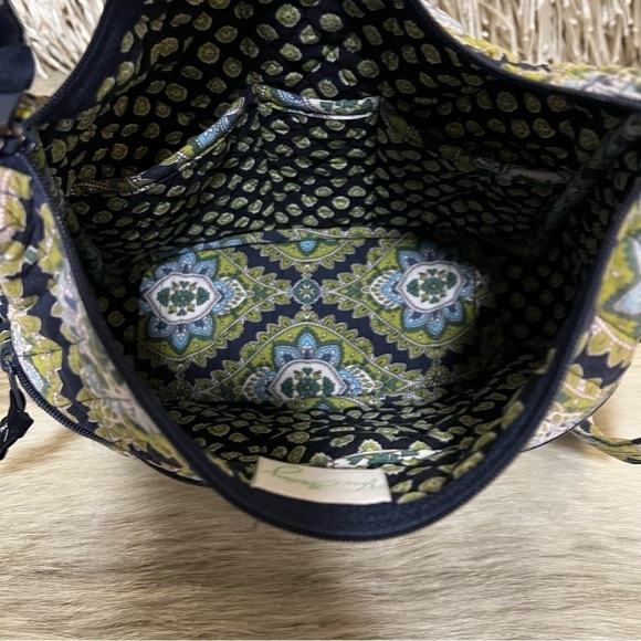 VERA BRADLEY Cambridge On The Go Crossbody Navy Blue Green Commuter Y2K 2007 - Picture 11 of 13